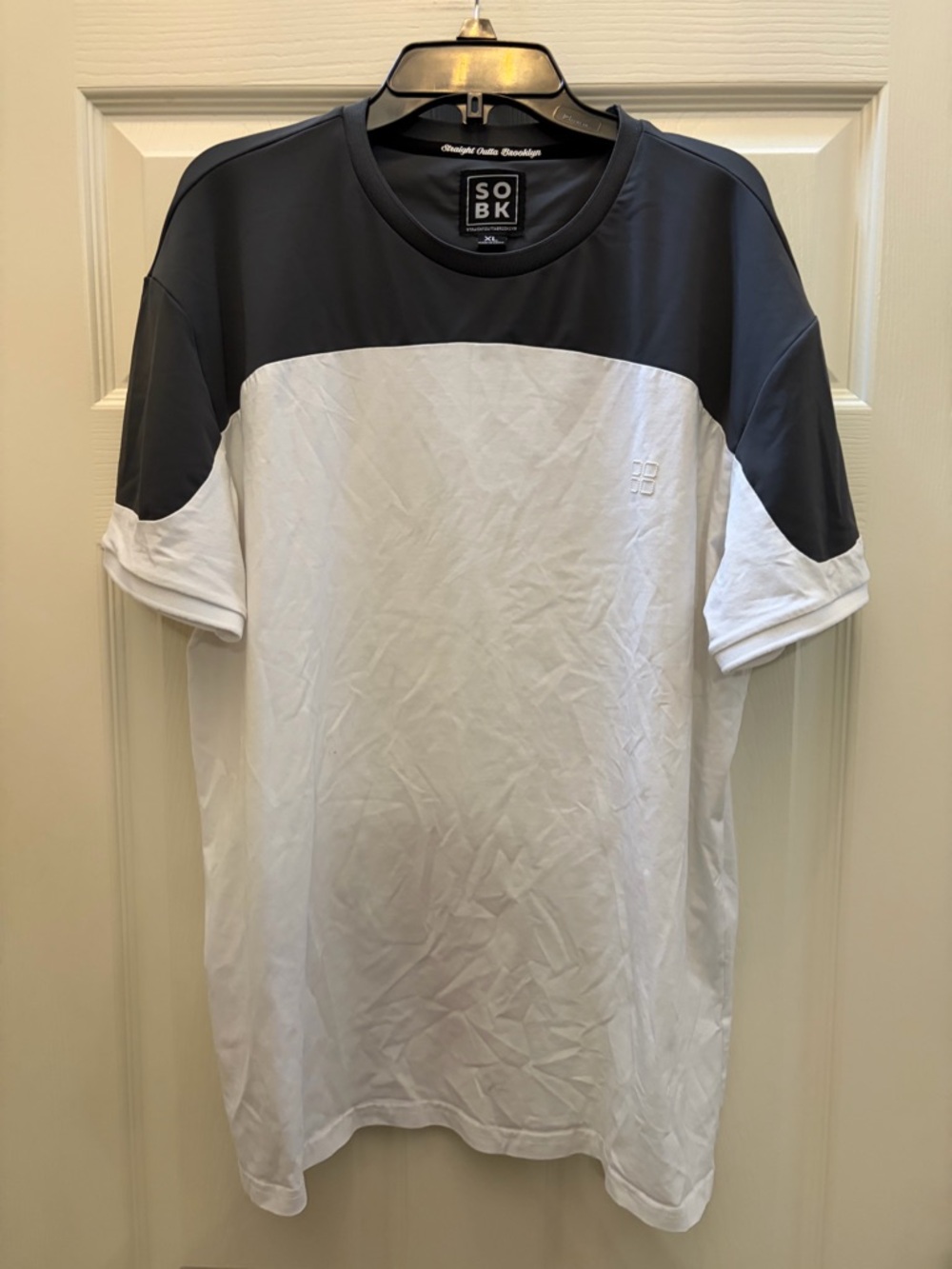 Two-Tone Black & White Short Sleeve Athletic Tee